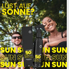 Schwarze TATTOOMED Sonnenschutz-SPF50-Sprühflasche mit passender Box für 150 ml zur Tattoo-Hautpflege