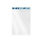 Clear plastic thermal carrier sheet with light blue header strip milky white 230x350mm standard A4 size