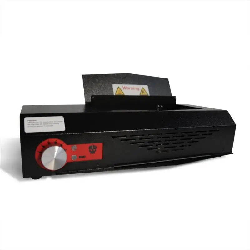 Black laser cutter with red control dial and warning label for thermal imager v2 a4 stencil printer eu