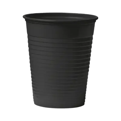 Unigloves black plastic disposable cup with vertical ridges pack of 100 for single use beverages