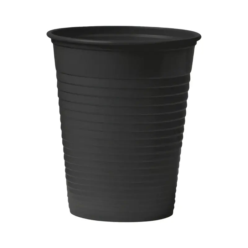 Unigloves black plastic disposable cup with vertical ridges pack of 100 for single use beverages