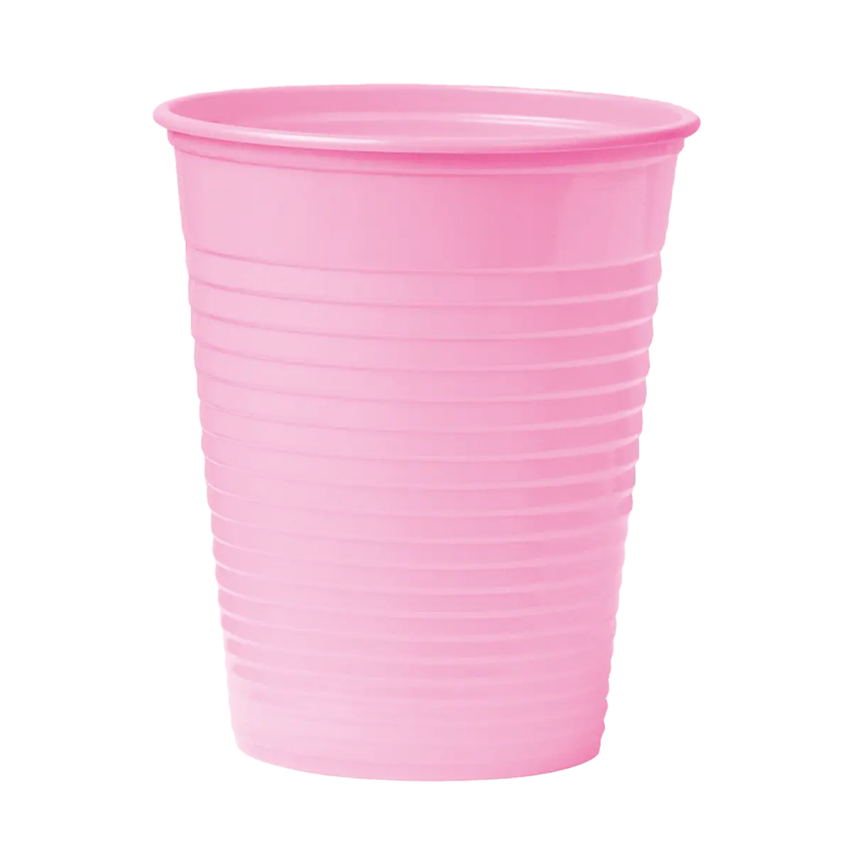 Unigloves pink translucent plastic disposable cup with horizontal ridges 100pcs pack