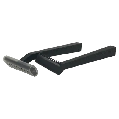 Unigloves disposable razor with black plastic handle textured grip and serrated edge for precise shaving use