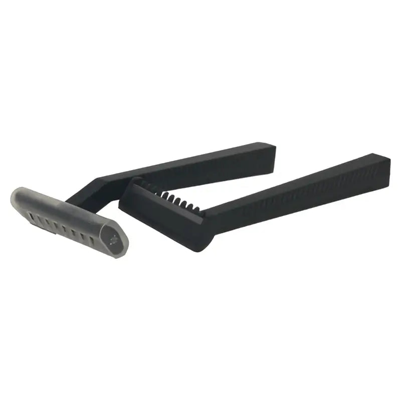 Unigloves disposable razor with black plastic handle textured grip and serrated edge for precise shaving use