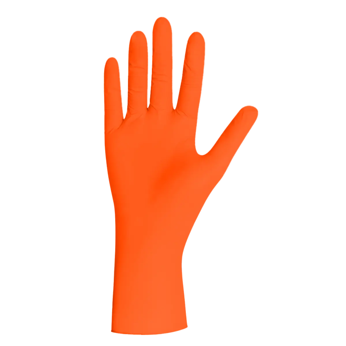 Bright orange unigloves pearl nitrile glove with smooth finish beaded cuff and medical standards compliance