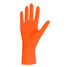 Bright orange unigloves pearl nitrile glove with smooth finish beaded cuff and medical standards compliance