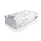 White cardboard box of unigloves pearl brand nitrile powder-free non-sterile single-use examination gloves