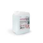 White plastic jug of sungloves brand skin and hand disinfection solution with multilingual label and hazard symbols