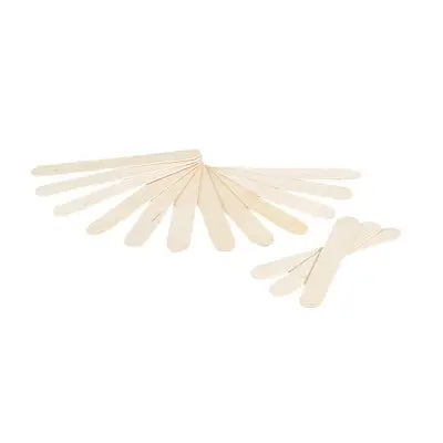 A fan-like arrangement of pale wooden tongue depressors from unigloves 100pcs set