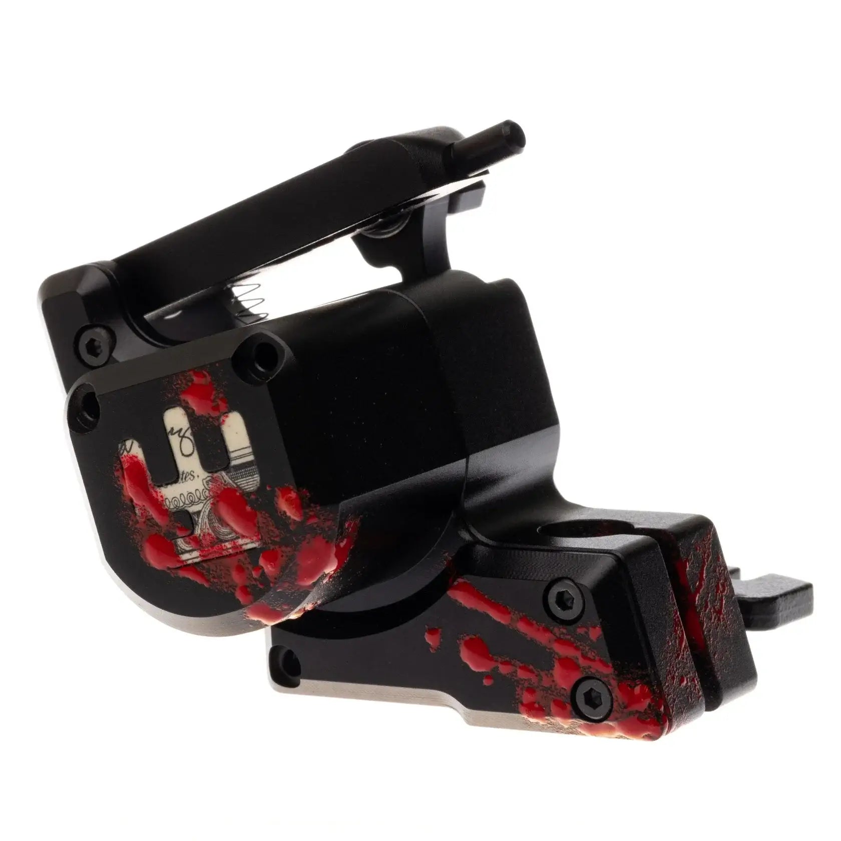 Schwarze vlad blad avenger 2 pro Tattoo-Maschine mit rotem Spritzdesign und weißem Logo für den professionellen Einsatz mit Farben