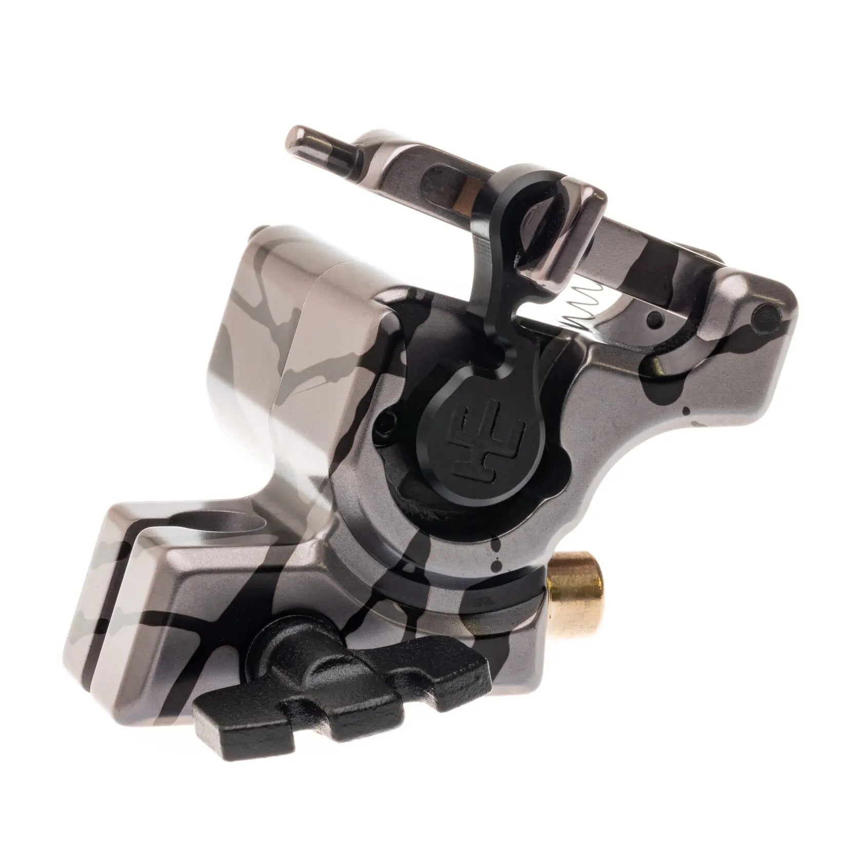 Vladi Blad Avenger 2 Pro Inked Titanium Tattoo-Maschine in Schwarz und Silber-Camouflage mit Messingakzent
