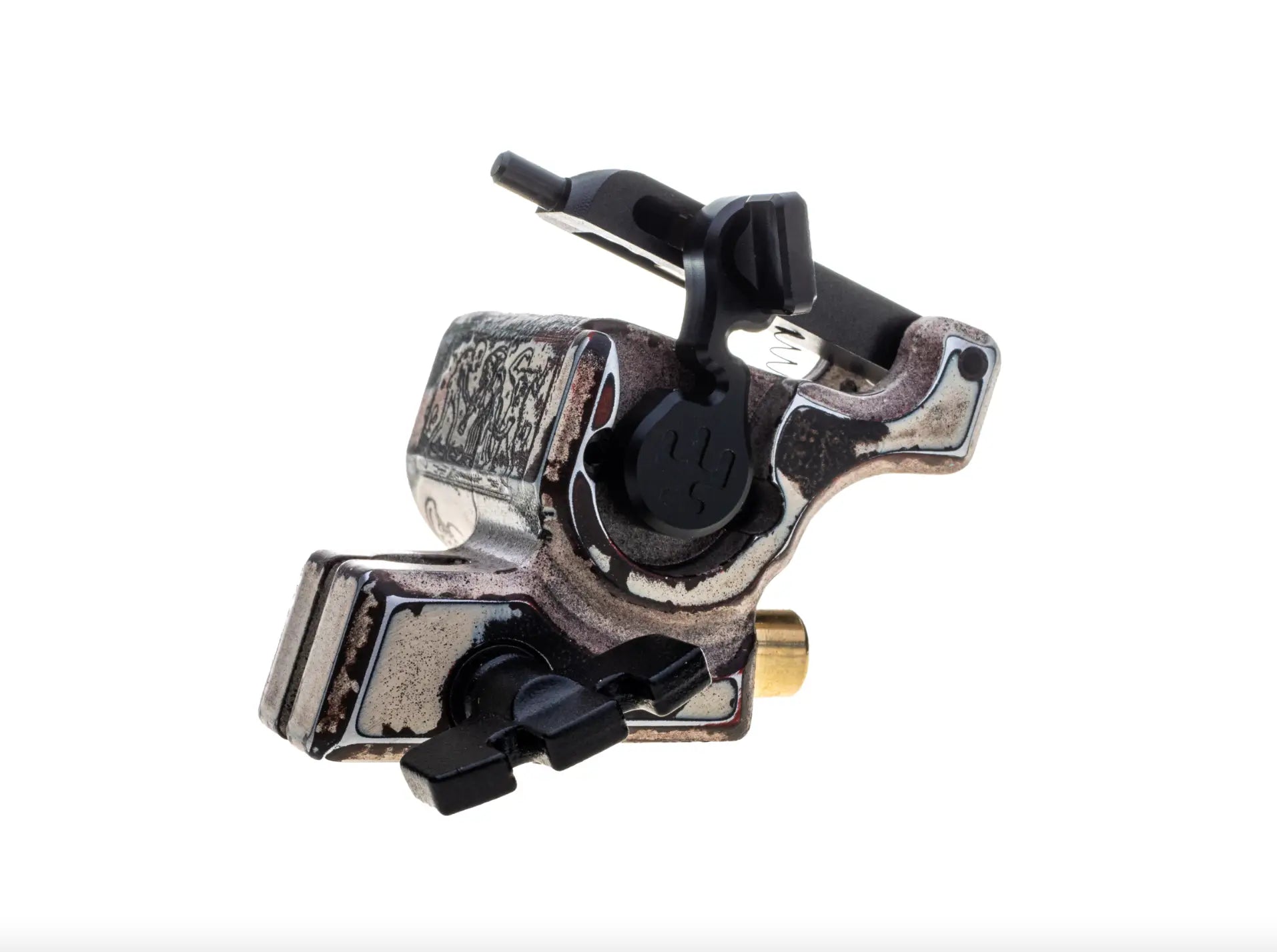 Silber und schwarz Silber und schwarz Tattoo-Maschine Vladi Blad Avenger 2 Pro Muerte by Shpigel mit abgenutztem, strukturiertem Finish