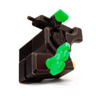 Schwarze Tätowiermaschine VLAD BLAD Avenger 2 Pro mit leuchtend grünen ergonomischen Griffen und passendem Einstellknopf
