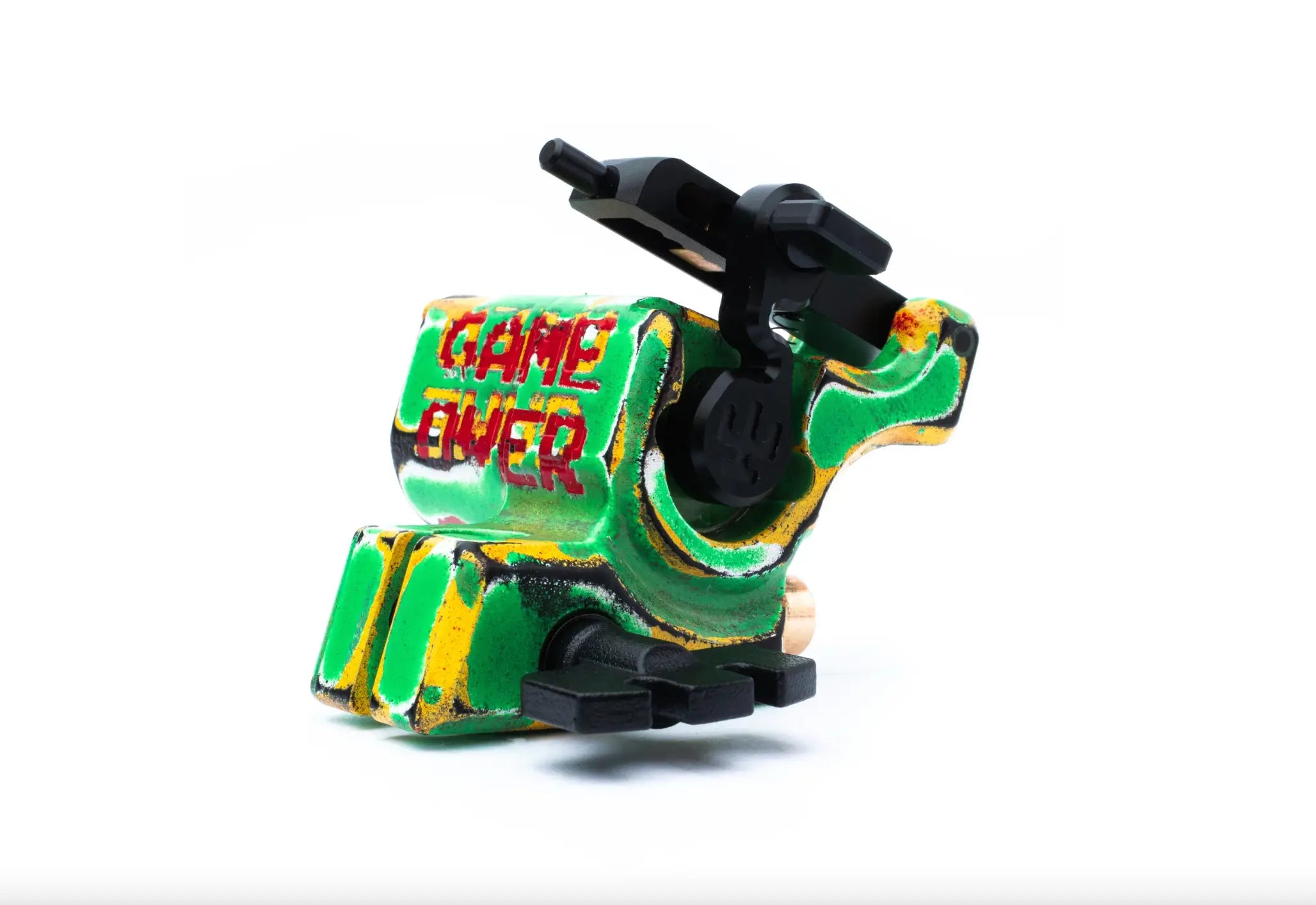 Vladi-Blatt Avenger 2 Pro Neon-Grün Rot Game Over Tattoo-Maschine in Grün Gelb mit schwarzen Akzenten für präzises Tätowieren