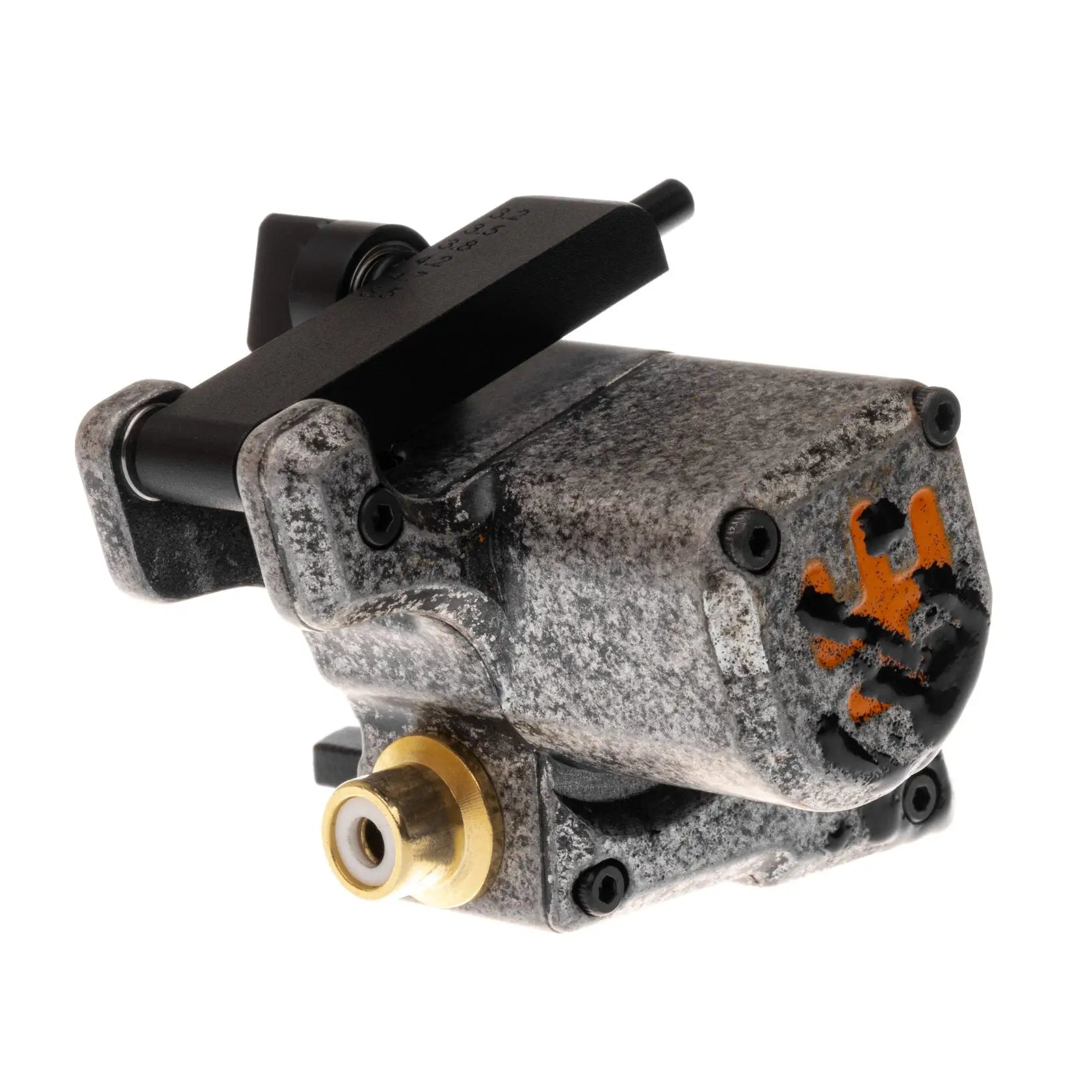 Grau gesprenkelte Hydraulikpumpe mit schwarzen Teilen und goldener Gewindeverbindung für VLAD BLAD Avenger 2 Pro, für den Einsatz mit altem Petroleum