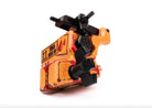 Orange- und schwarze VLAD BLAD Avenger 2 Pro Tattoo-Maschine mit „This Side Up“-Etikett für präzises Tätowieren von Shpigel