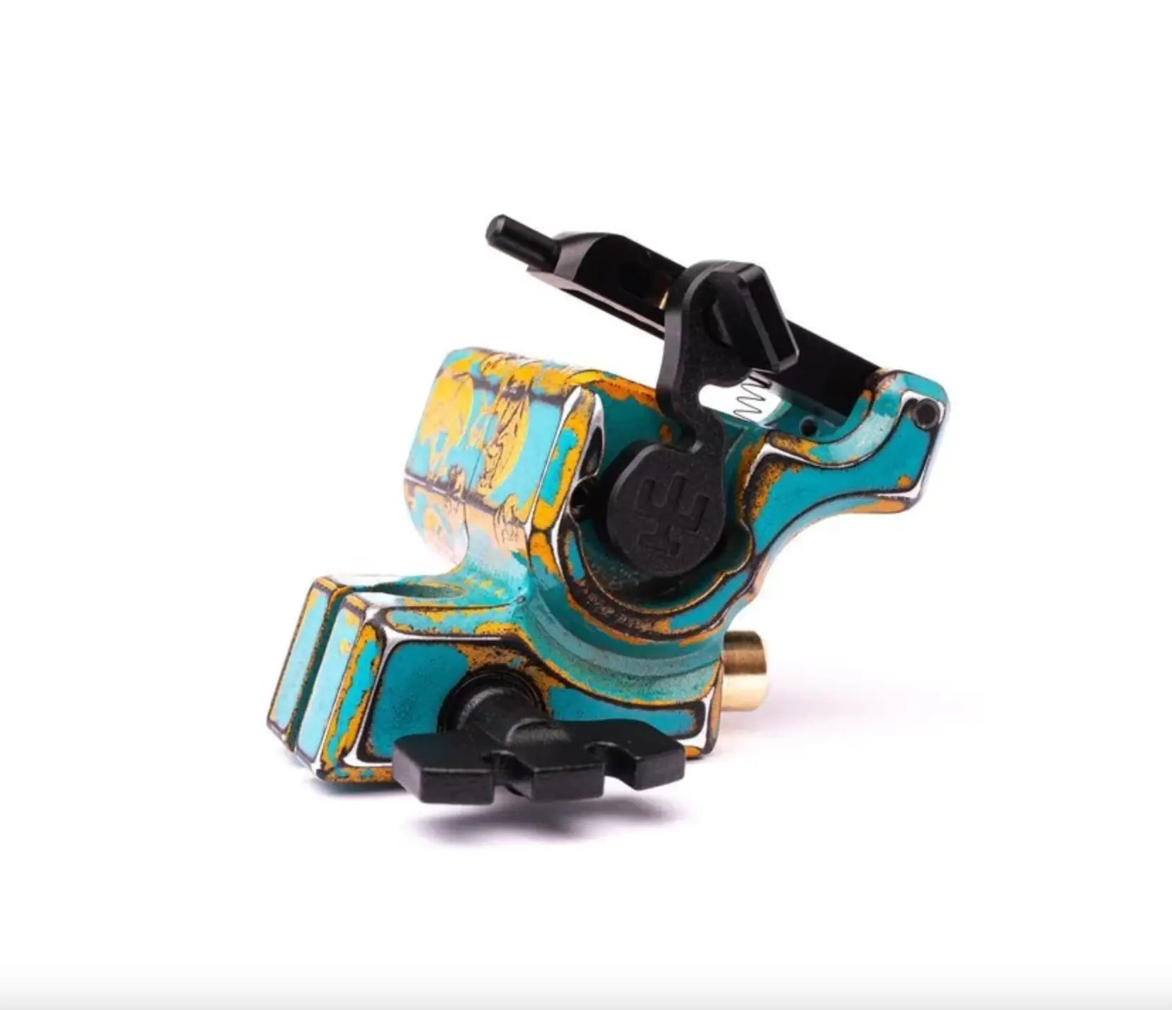 alt
Lebhafte türkisfarbene und goldene Vladd Blad Avenger 2 Pro Tattoo-Maschine mit schwarzen Kunststoffkomponenten von shpigel
