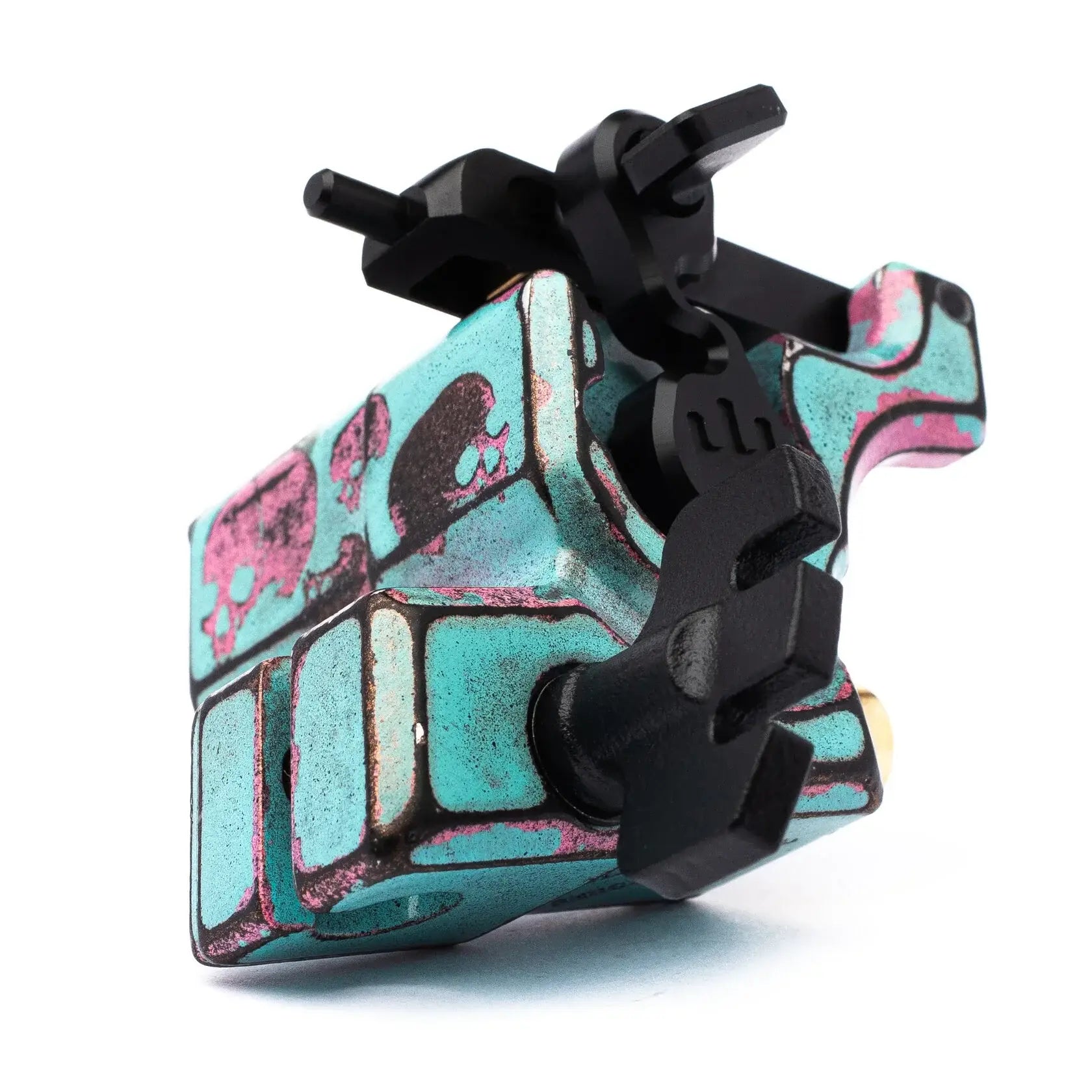 VLAD BLAD Avenger 2 Pro Skull Bubblegum Tattoo-Maschine in Türkis und Pink mit schwarzen Kunststoffkomponenten
