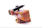 Red und goldene Tätowiermaschine mit emaillierter Spitze VLAD BLAD Avenger 2 Pro Skull Sienna Blue mit stilisiertem Hand-Logo