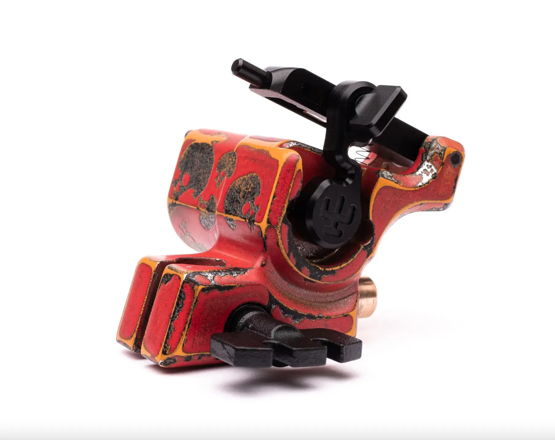 Red-schwarze Tätowiermaschine mit Used-Vintage-Finish vladi blad avenger 2 pro skull sienna metall von shpigel
