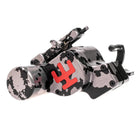 Schwarze und silberne Tätowiermaschine im Camouflage-Muster mit auffälligem rotem Logo vladi blad avenger 4 pro camo silver black akb