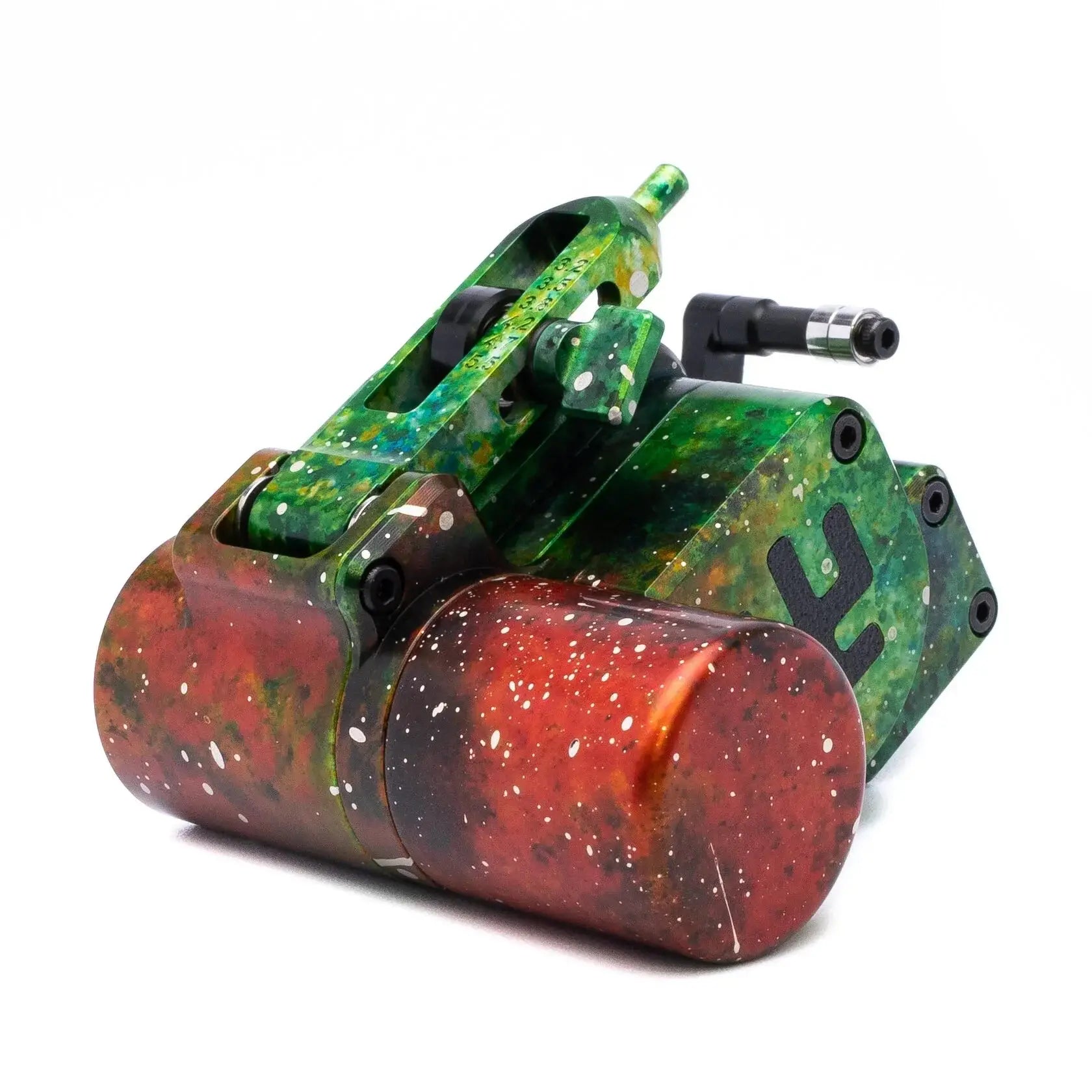 VLAD BLAD Avenger 4 Pro kosmetische Magic-Tattoo-Maschine mit lebendigem grün-rotem, gesprenkeltem Cosmic-Finish