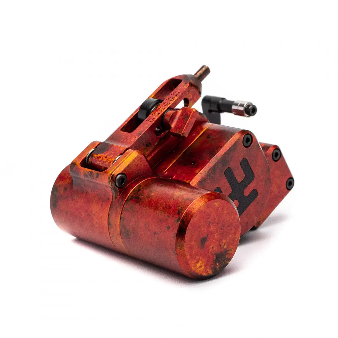 Red und orange metallische VLAD BLAD Avenger 4 Pro Firestarter Tätowiermaschine mit robustem industriellen Design