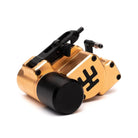 Goldfarbene mechanische Tätowiermaschine mit schwarzen Akzenten und VLAD BLAD-Logo im Modell Avenger 4 Pro Money Maker