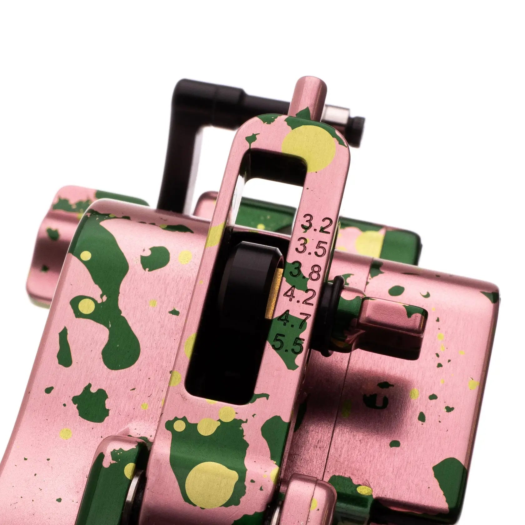 alt
Rosa und grün gespritzte VLAD BLAD Avenger 4 Pro Tattoo-Maschine mit schwarzem Einstellrad in Abstufungen, Morning Rose Edition