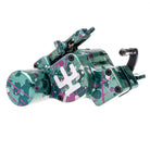 Teal- und pinkfarbene, gespritzte VLAD BLAD Avenger 4 Pro Tätowiermaschine mit weißem Logo im Seafoam-Dream-Farbschema