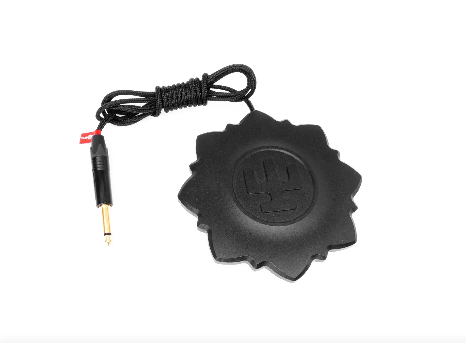 Vlad blad borneo footswitch large black flower-shaped tattoo machine pedal with coiled cable and gold-plated jack connector