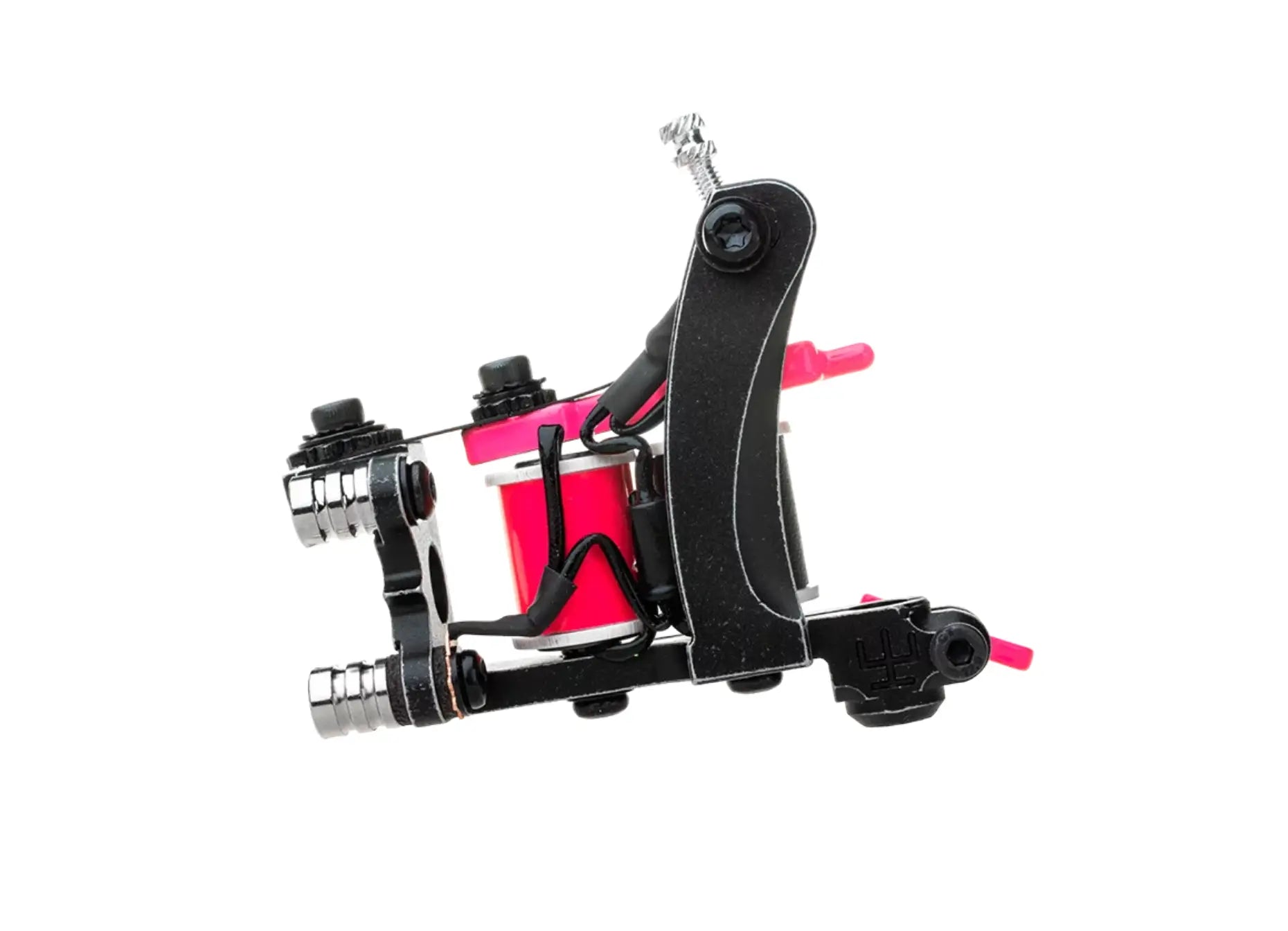 VLAD BLAD Coil Blacker Packer Air Tätowiermaschine in Schwarz und Pink mit Chromakzenten für präzises Stechen