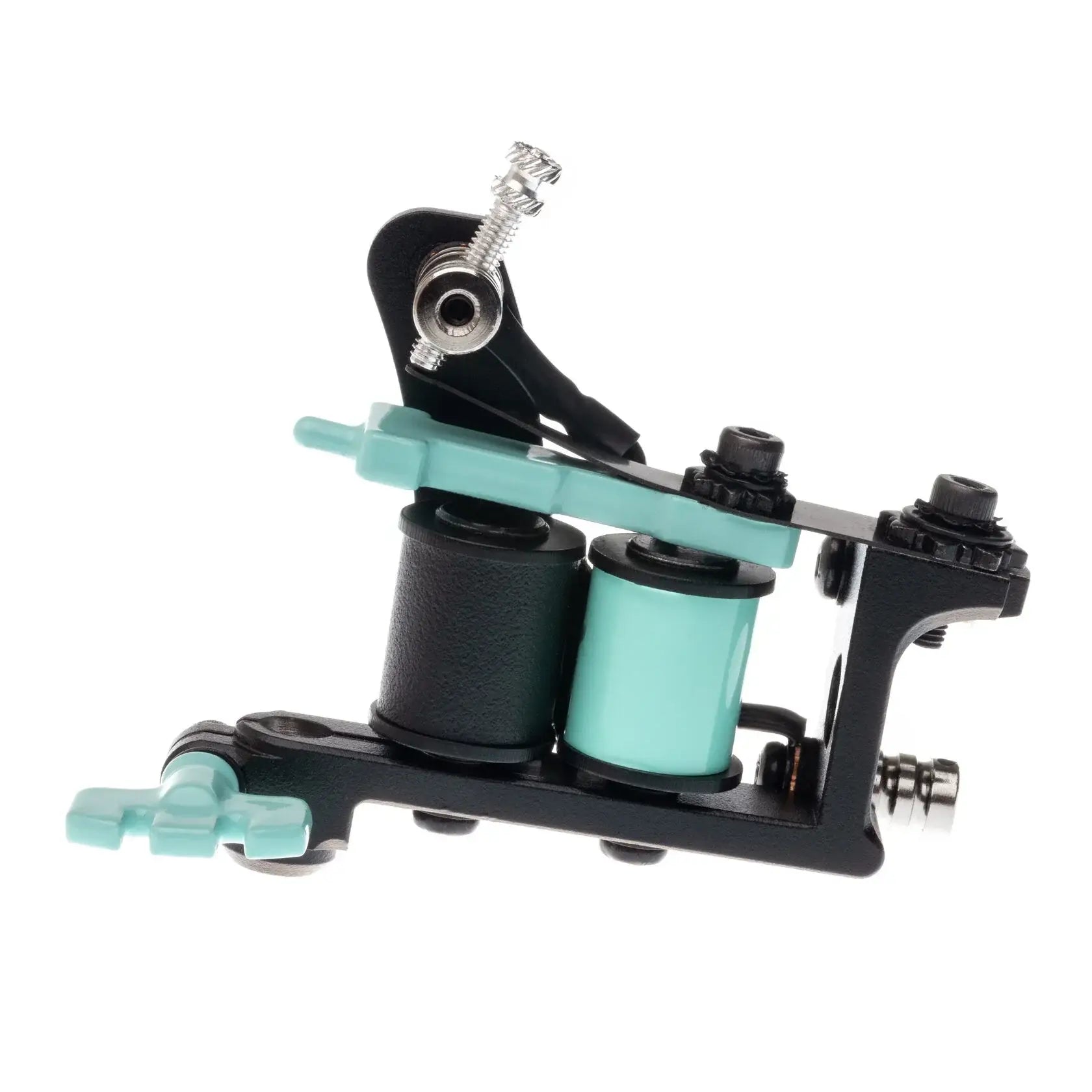 VLAD BLAD Coil Blacker Packer Air Tattoo-Maschine in Schwarz und Türkis mit metallischen Akzenten für präzises Tätowieren