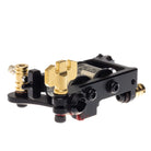VLAD BLAD Coil-Tätowiermaschine in Schwarz und Gold mit Messingbeschlägen und verstellbaren Komponenten für präzises Packing