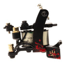 Schwarze Tattoo-Maschine VLAD BLAD Coil Blacker Packer Pro mit roter Spritzlackierung und goldfarbenen Metallkomponenten