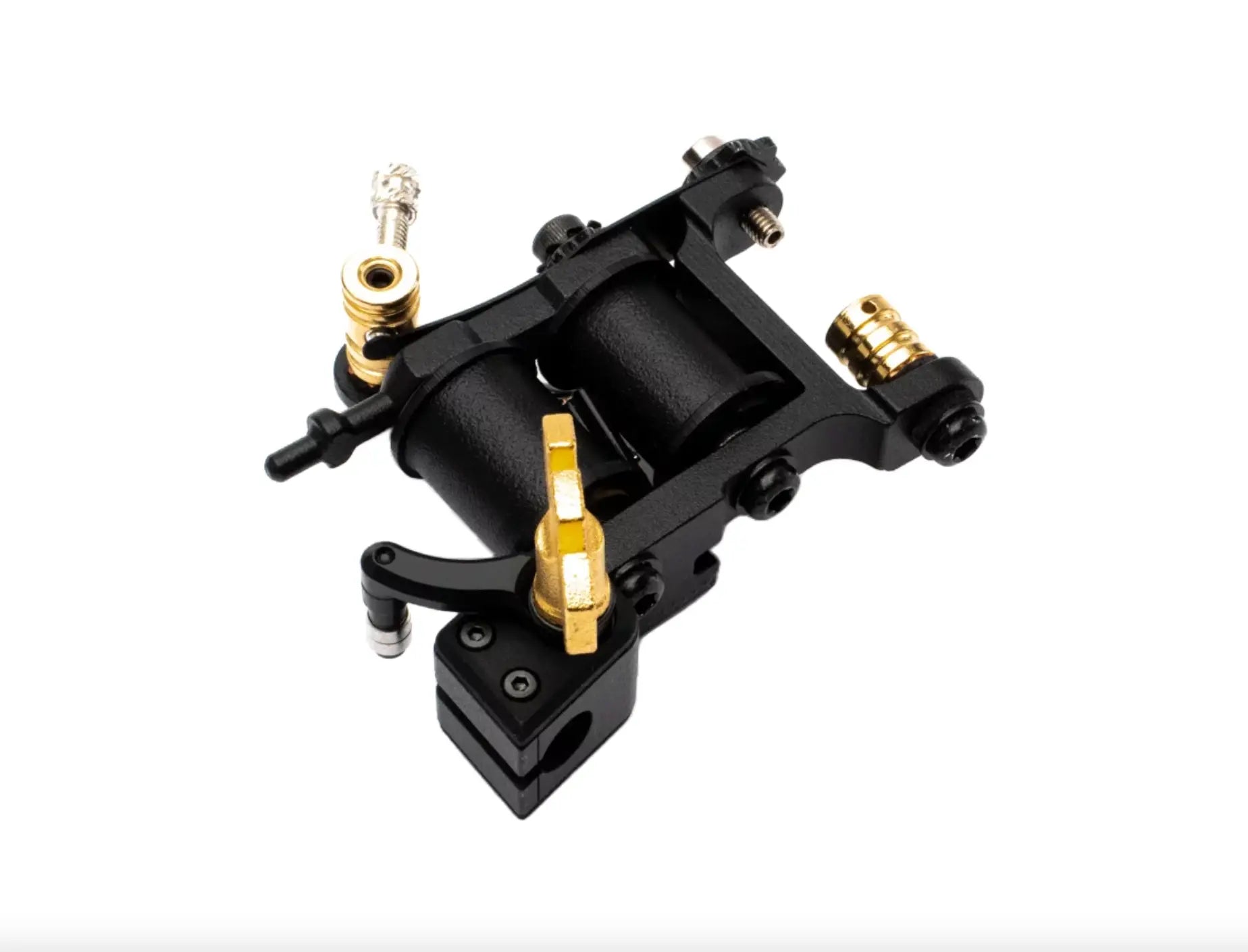 Schwarz-goldene VLAD BLAD Coil-Fineliner-Pro-Tätowiermaschine mit elegantem industriellem Design für präzise Linienführung