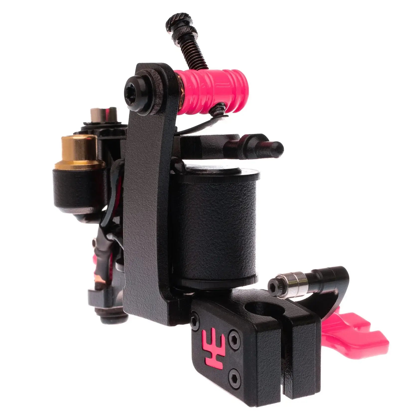 VLAD BLAD Coil-Fineliner-Pro-Tätowiermaschine in Schwarz mit leuchtend pinkem Griff und elegantem metallischen Industriedesign