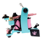 VLAD BLAD Coil Infinite Liner Pro Tätowiermaschine in Bubble-Gum-Blau und Pink mit elegantem Design und sichtbaren mechanischen Teilen