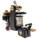 Schwarze und goldene Tätowiermaschine mit zylindrischem e60-Farbenbehälter im Dollar-Design, vlad blad coil infinite liner pro money maker blk