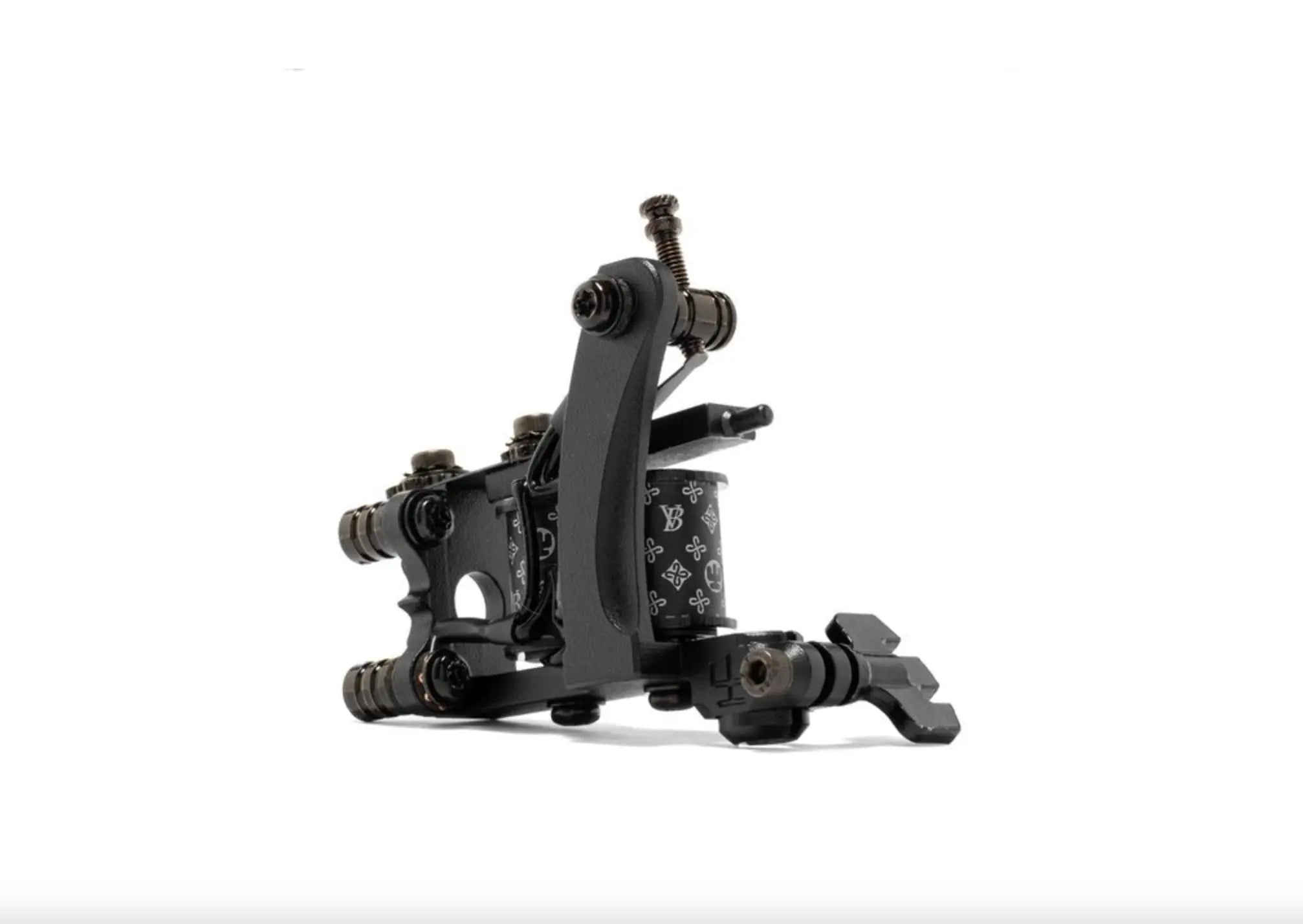 Schwarze VLAD BLAD Coil LBUPS2 Pro Shader leichte Tätowiermaschine mit monogrammiertem zylindrischem Gehäuse