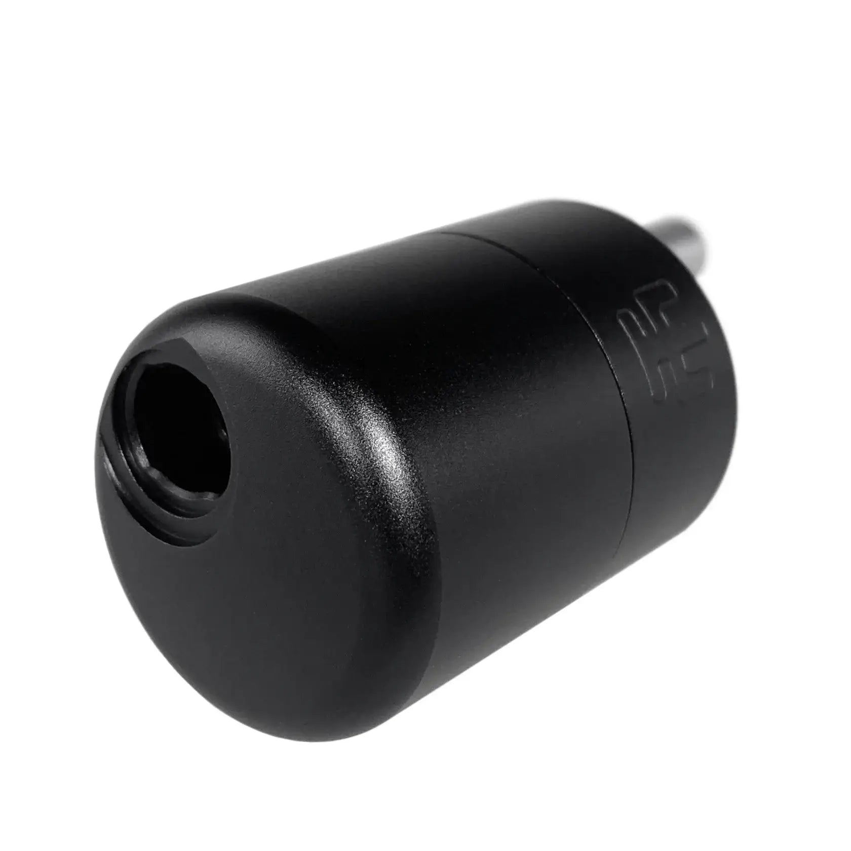 Black cylindrical vlads blad magic balance tattoo machine grip with matte finish and engraved logo on the side