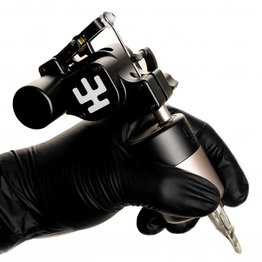 Black VLAD BLAD tattoo machine with sleek ergonomic design metallic accents for precise tattooing balance grip