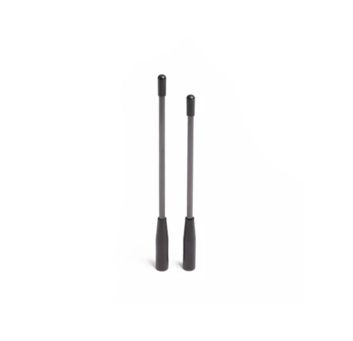 Two black matte-finished antenna connectors with cylindrical bodies and rounded caps for vlad blad magstick pushers