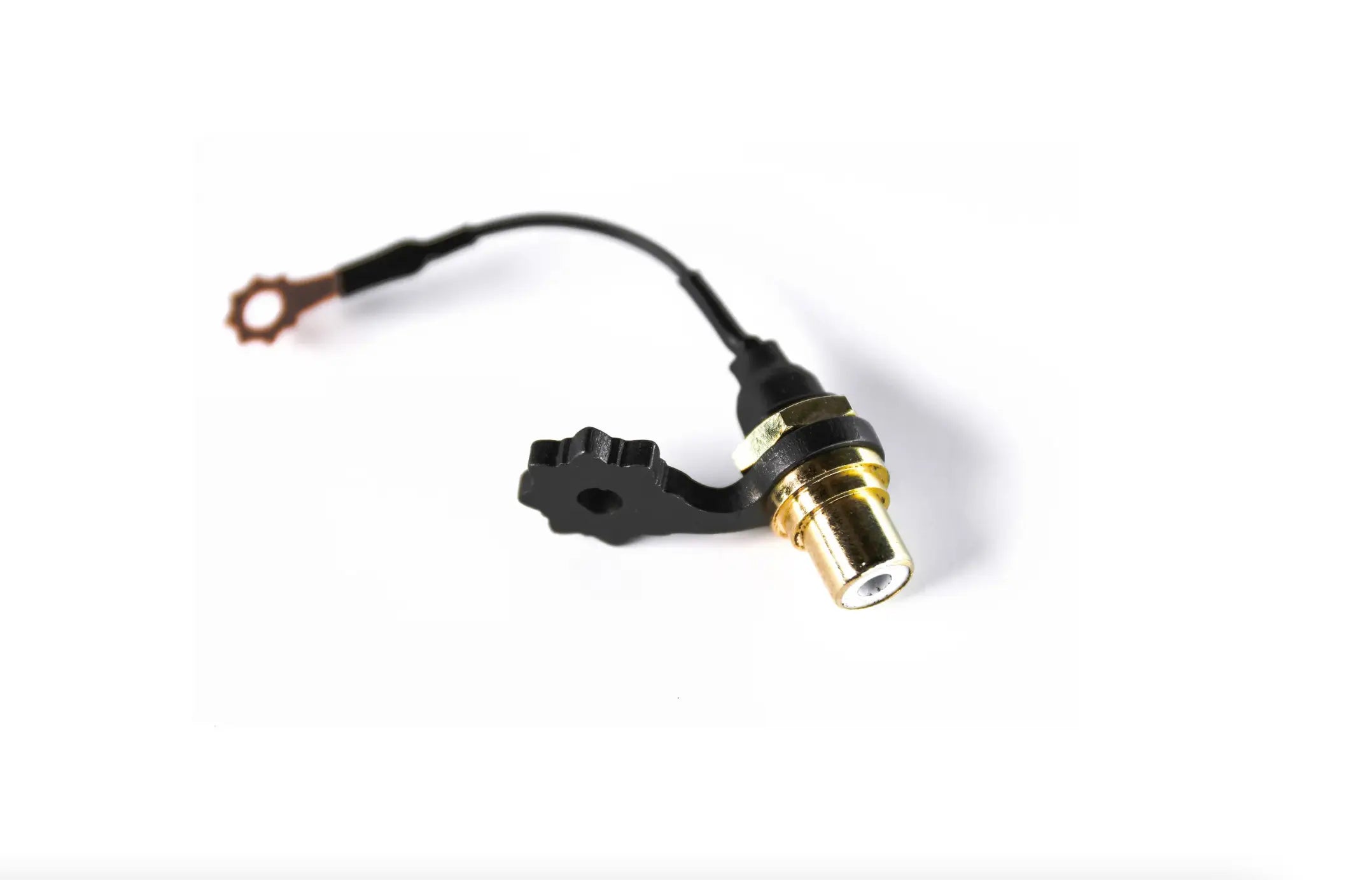 Black and gold vlad blad rca adapter for coils featuring an automotive engine coolant temperature sensor with coiled wire and copper terminal