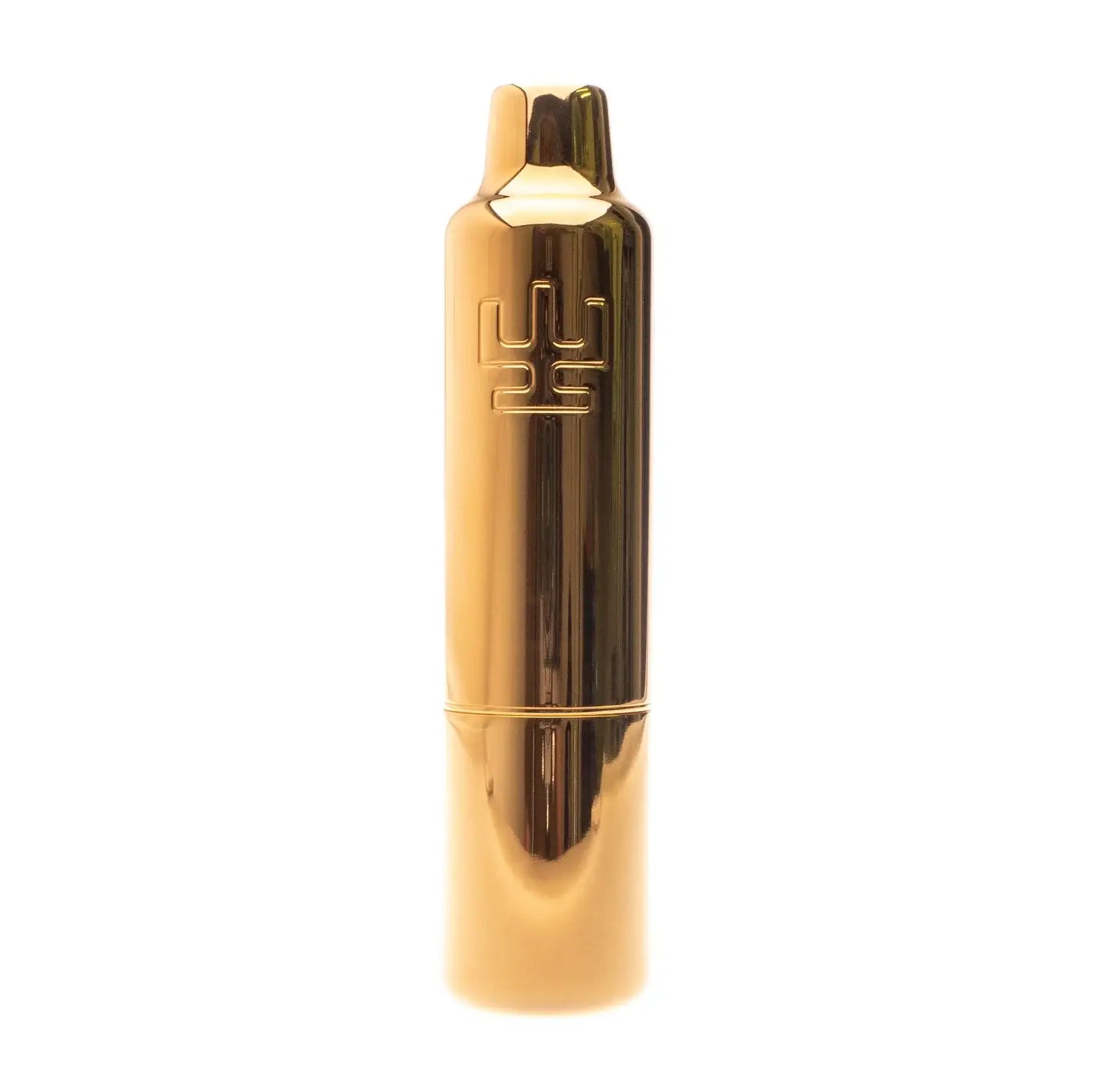 Goldfarbene, elegante Metall-Lippenstift tube mit geprägtem Logo von VLAD BLAD Ultron 2 MoneyMaker von Shpigel
