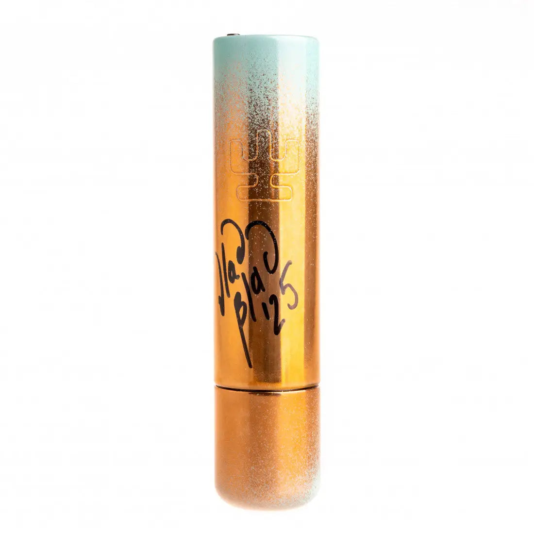 A gradient gold and mint green glittery lipstick tube with mood blush branding from VLAD BLAD Ultron 4 by Vlad Blad 2
