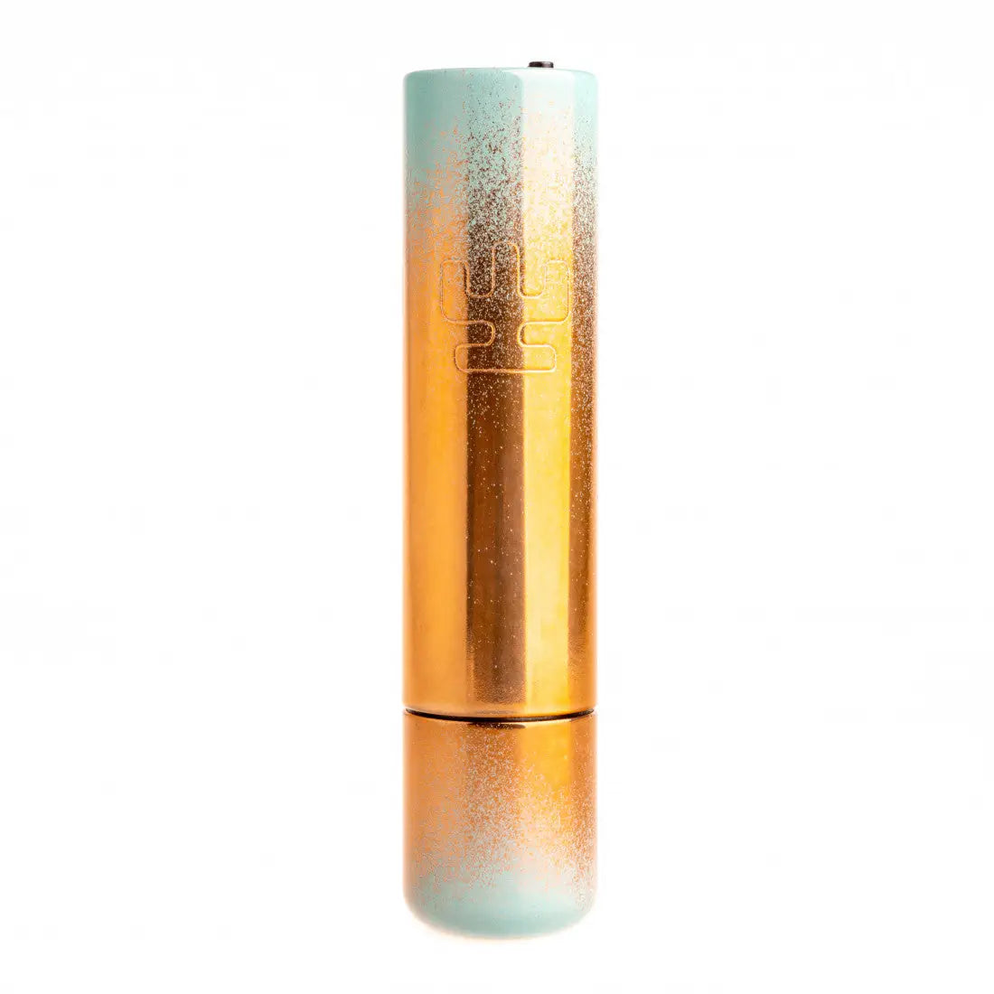 Vlad blad ultron 4 lipstick tube with teal to gold gradient finish and embossed logo by vlad blad