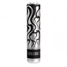 Silver cylindrical vape pen with black flame patterns and matte finish featuring vlad blad irons x branding on base