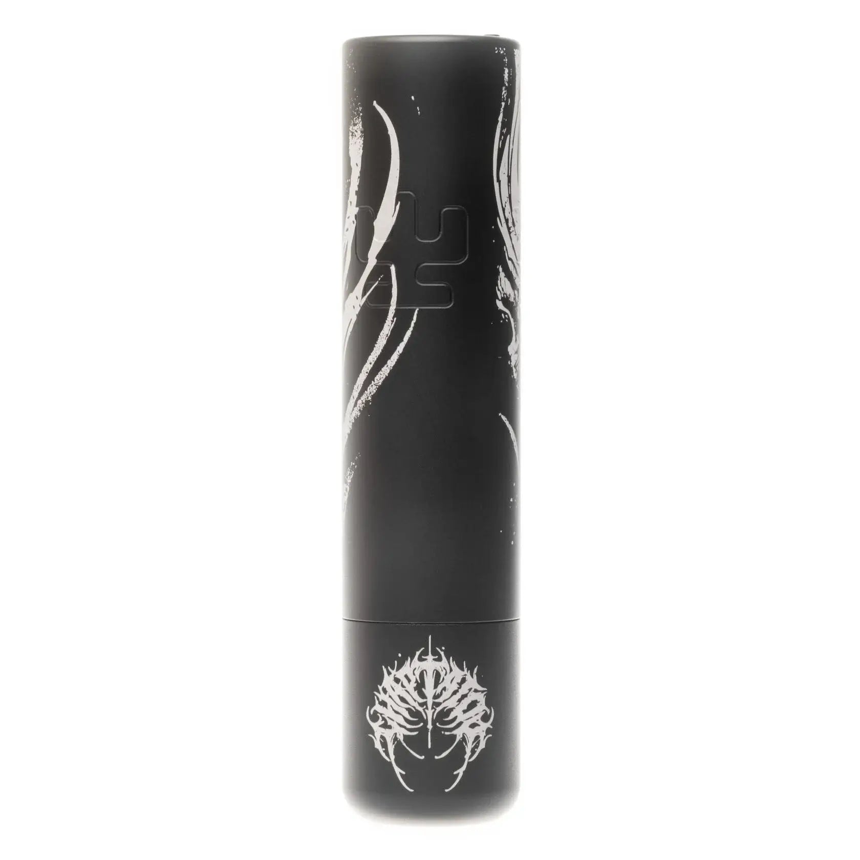 Black cylindrical tube with white intricate tribal designs and stylized emblem vladi blad ultron 4 by chapta