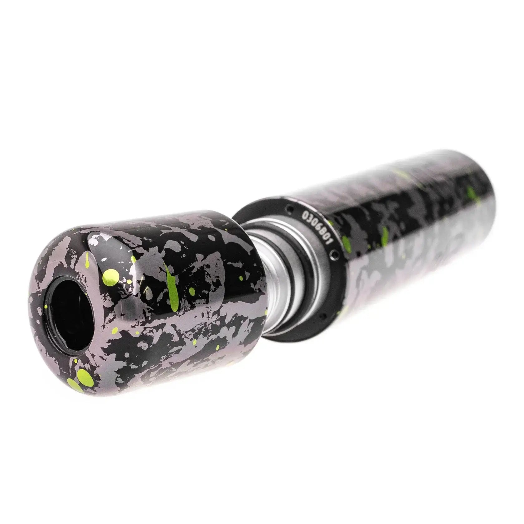 Vlаd blаd ultron 4 cаmo drop grey green vape mod with black gray splаtter pаttern and neon green аccents